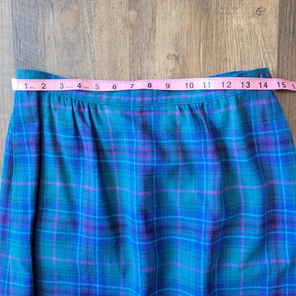 Vintage Pendleton Blue Purple Plaid Wool Skirt - Picture 7 of 8